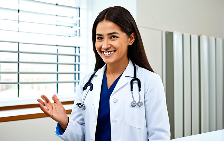 라오스 현지 가이드 고용 - **Prompt:** A professional female teacher in a modest, knee-length dress and cardigan, standing in f...